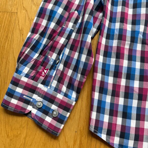 Cutter & Buck Size S Blue & Red Plaid Cotton Long Sleeve Button-Up Shirt Top - Picture 14 of 14